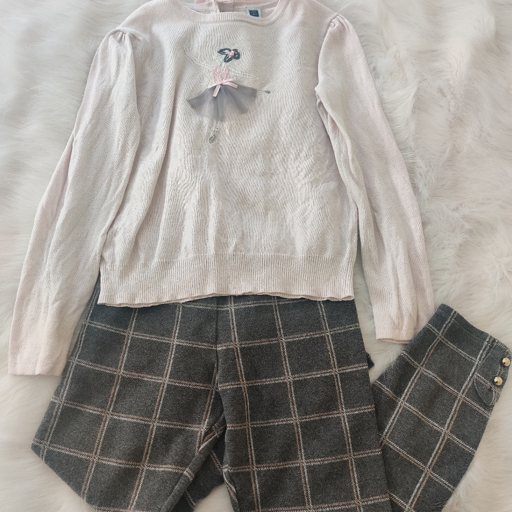 Janie and Jack button cuff plaid pant, Like New Condition, Size 8, 100% Cotton,